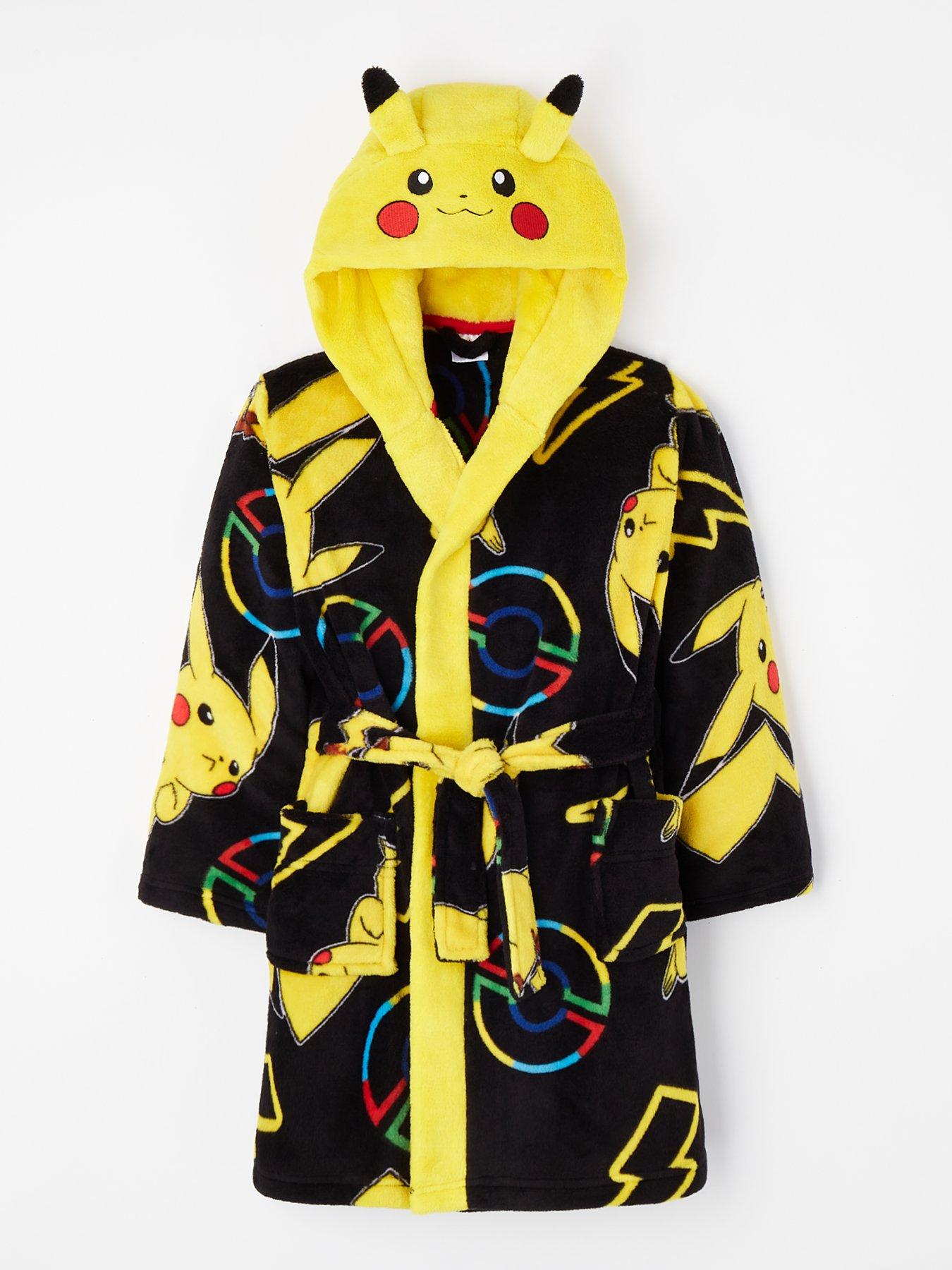 Pokemon Pikachu Hood Detail Dressing Gown Black
