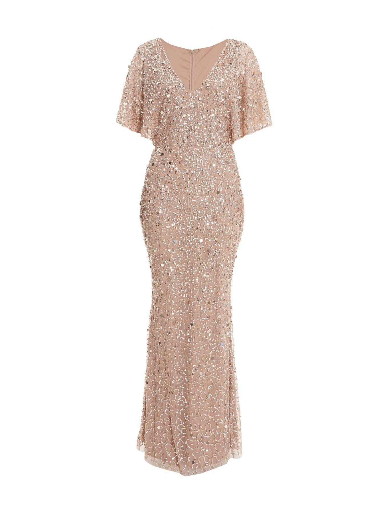 green emerald velvet dress Rose Gold Sequin Maxi Dress – Girl Meets Dress main image 0