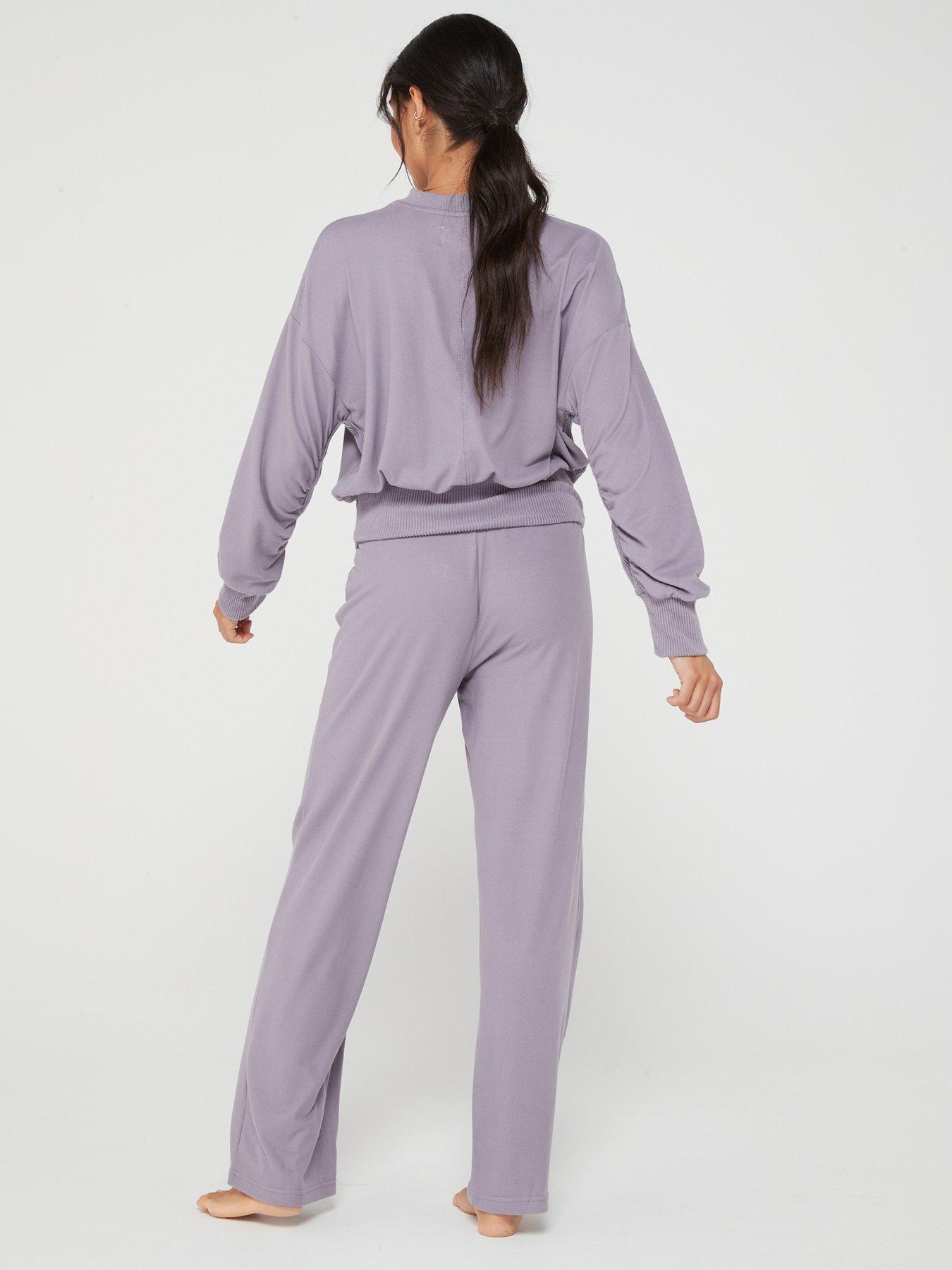 V by Very Ruched Sleeve Sweat And Wide Leg Lounge Set - Purple ...
