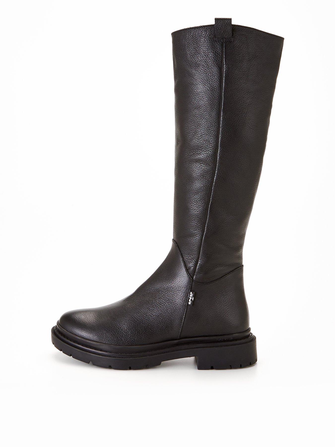 Leather boots calf length hotsell