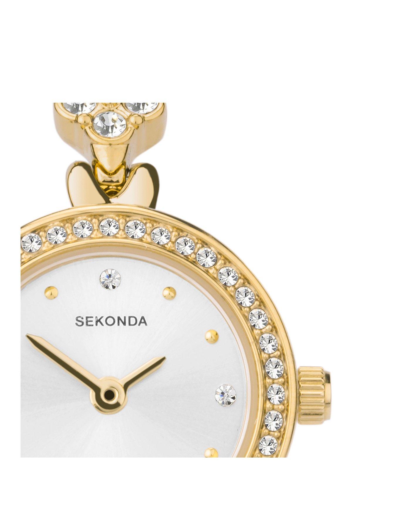  image of sekonda-womens-gold-alloy-bracelet-watch-with-silver-dial-gift-set