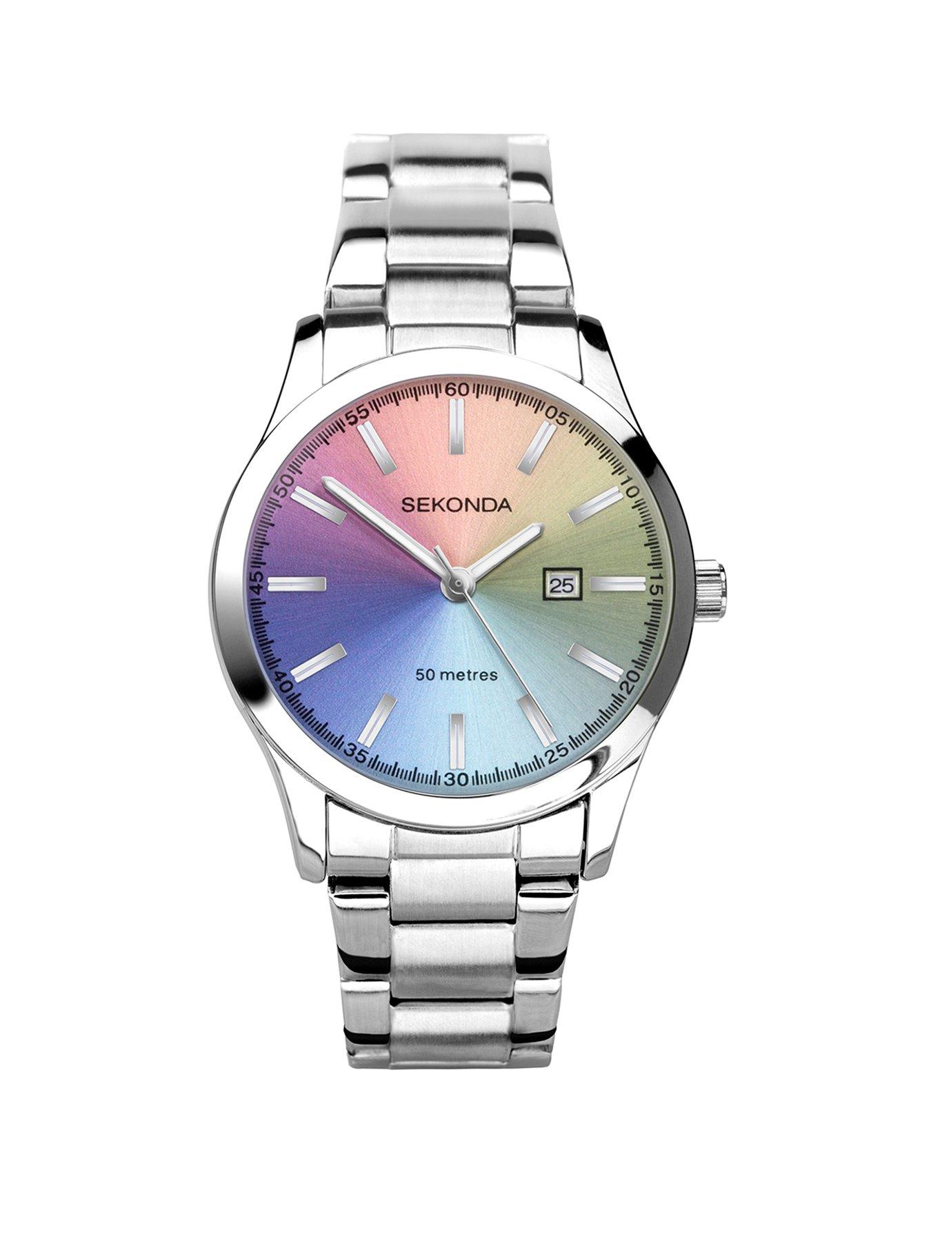 Image 1 of 6 of Sekonda Womens Taylor Stainless Steel Bracelet With Rainbow Dial Analogue Watch - Silver