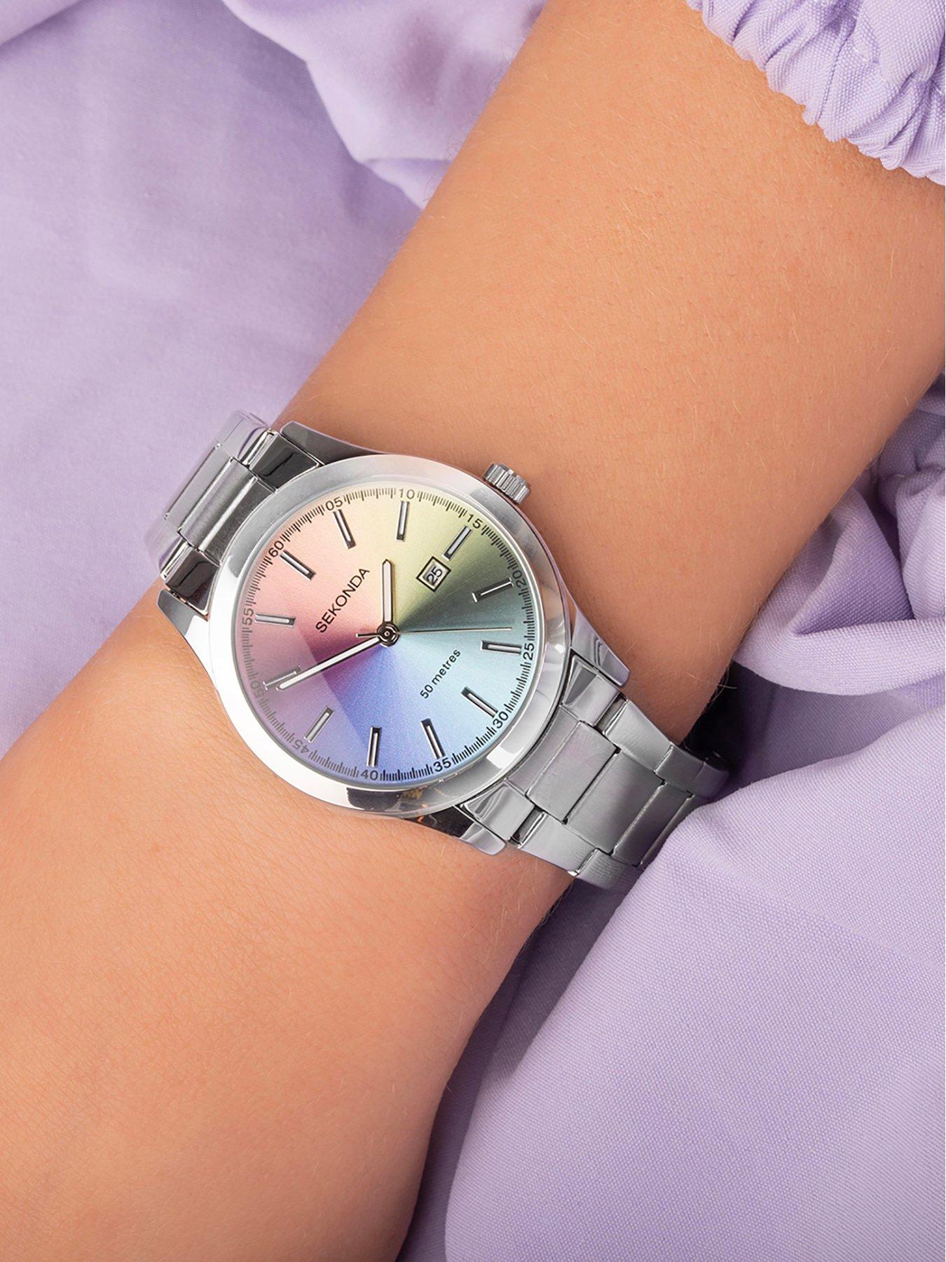 Image 2 of 6 of Sekonda Womens Taylor Stainless Steel Bracelet With Rainbow Dial Analogue Watch - Silver