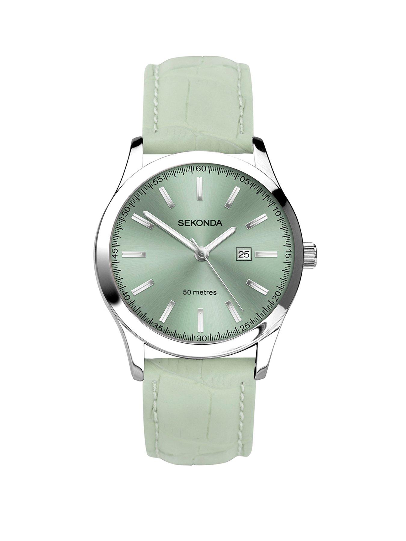 Image 1 of 6 of Sekonda Womens Light Green Leather Strap Analogue Watch
