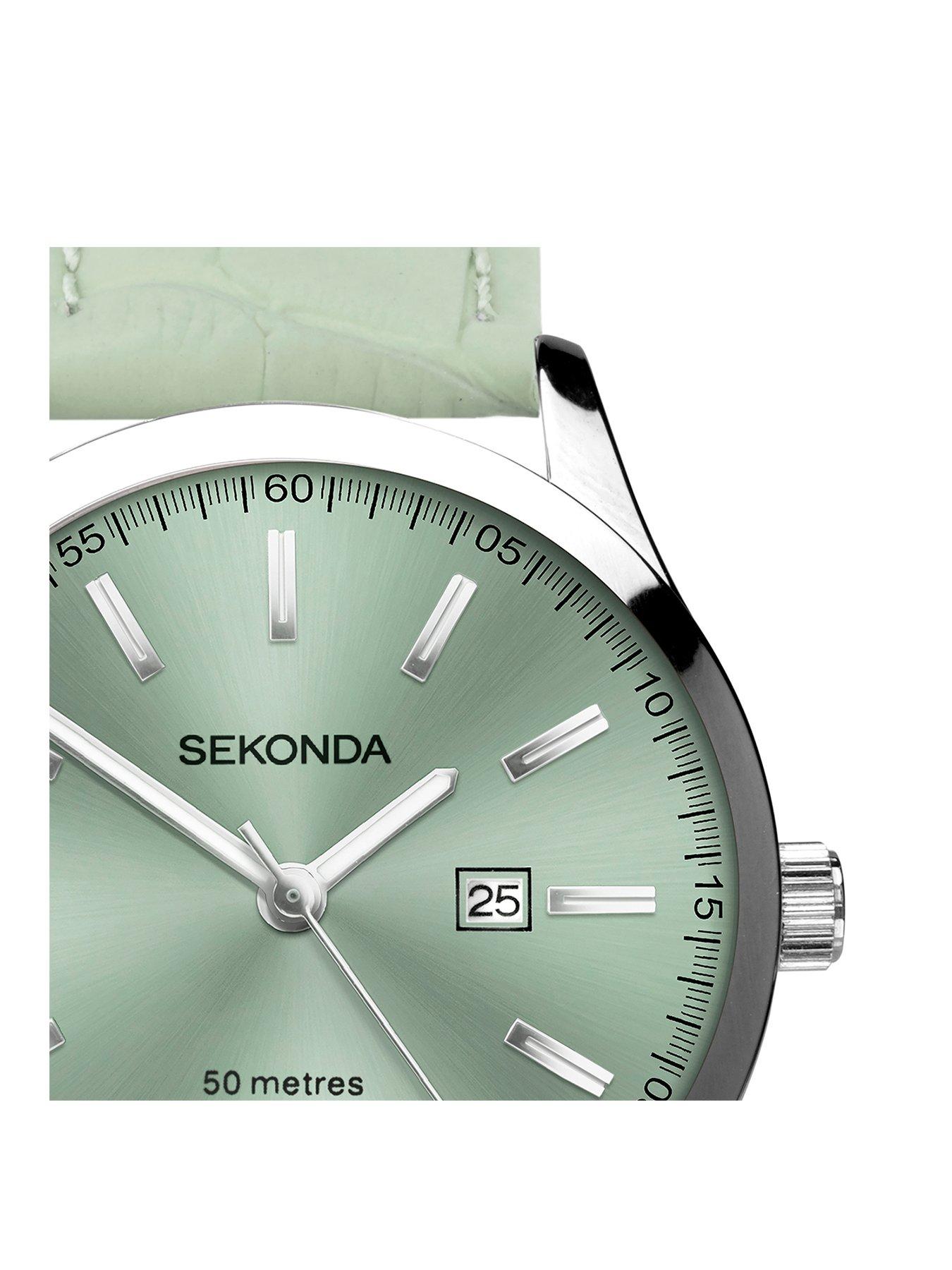 Image 2 of 6 of Sekonda Womens Light Green Leather Strap Analogue Watch