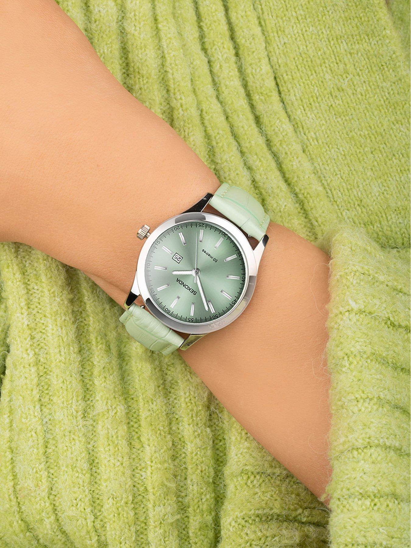 Image 3 of 6 of Sekonda Womens Light Green Leather Strap Analogue Watch