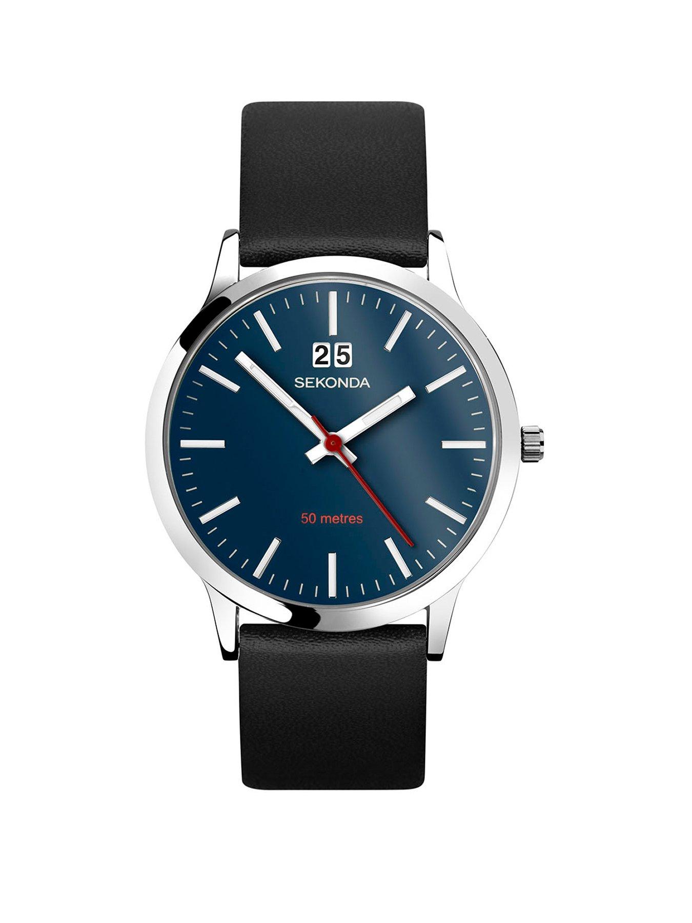 Sekonda grey leather strap clearance watch