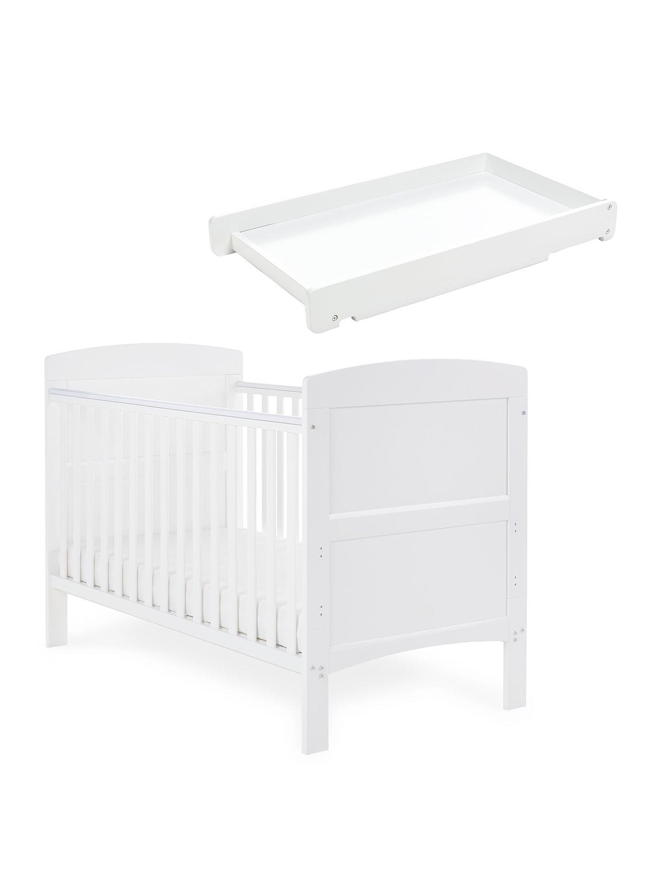 Image 2 of 7 of Obaby Grace Cot Bed, Cot Top Changer + Fibre Mattress - White