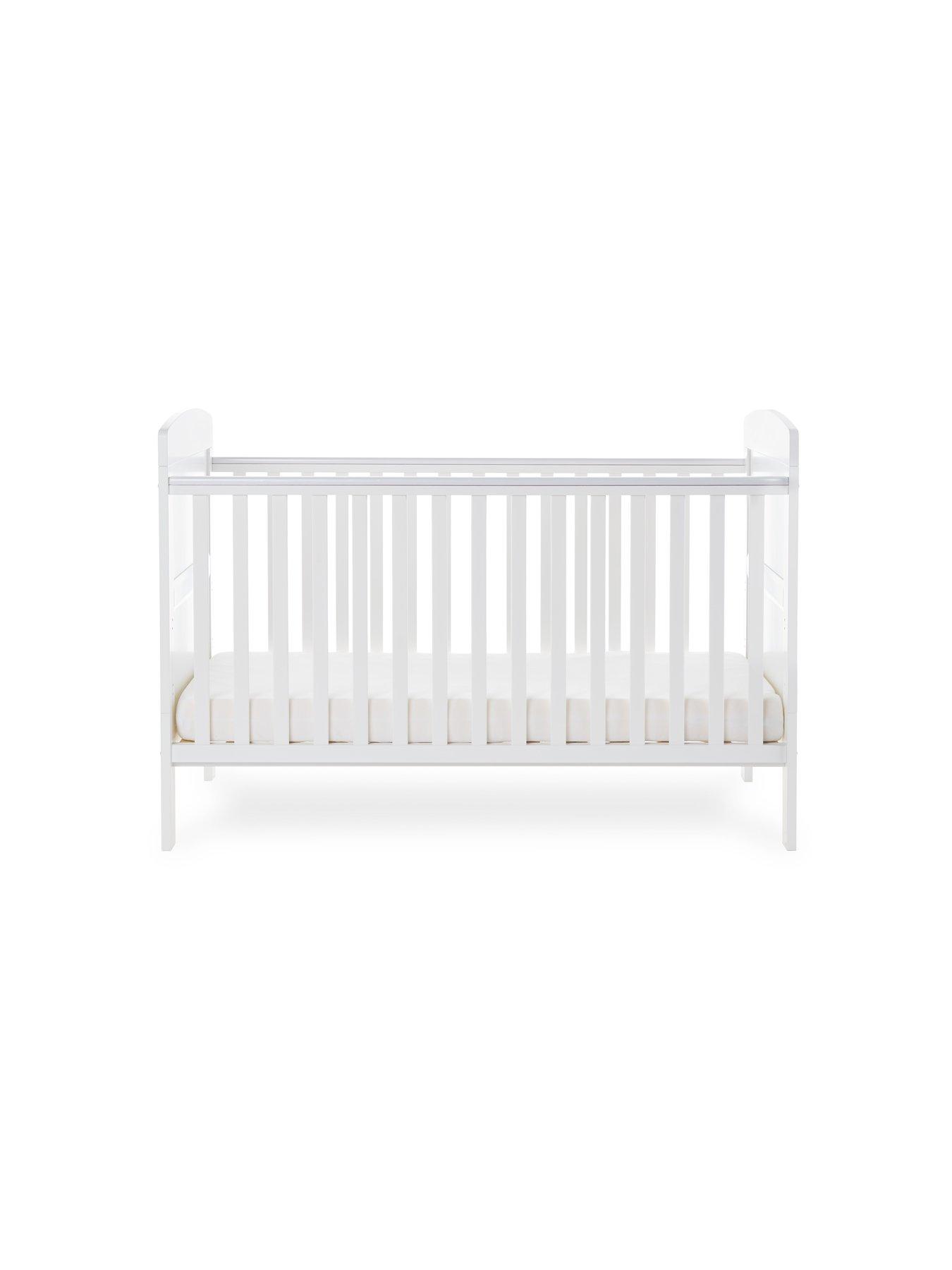  image of obaby-grace-cot-bed-cot-top-changer-fibre-mattress-white