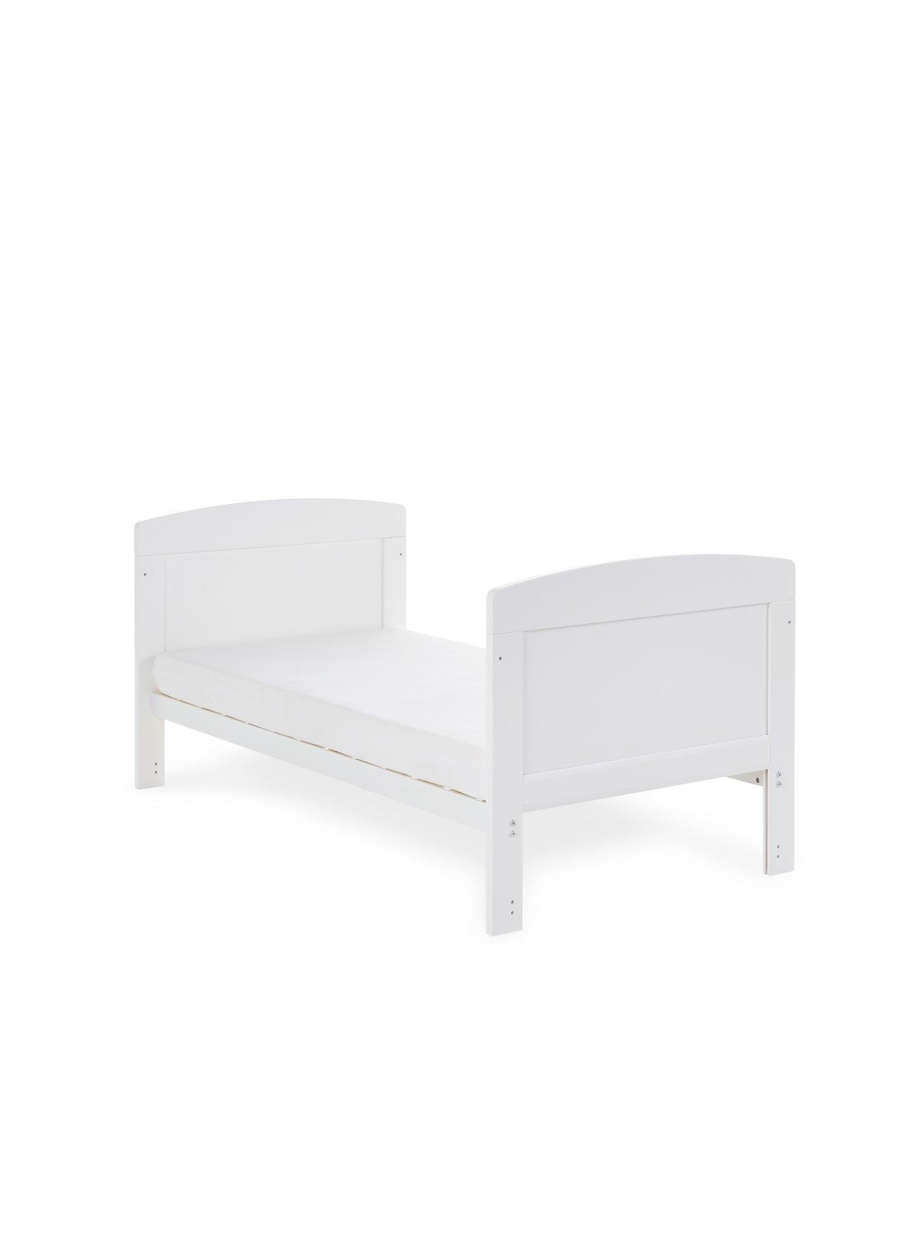  image of obaby-grace-cot-bed-cot-top-changer-fibre-mattress-white