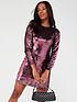  image of v-by-very-long-sleeve-sequin-mini-dress-pink