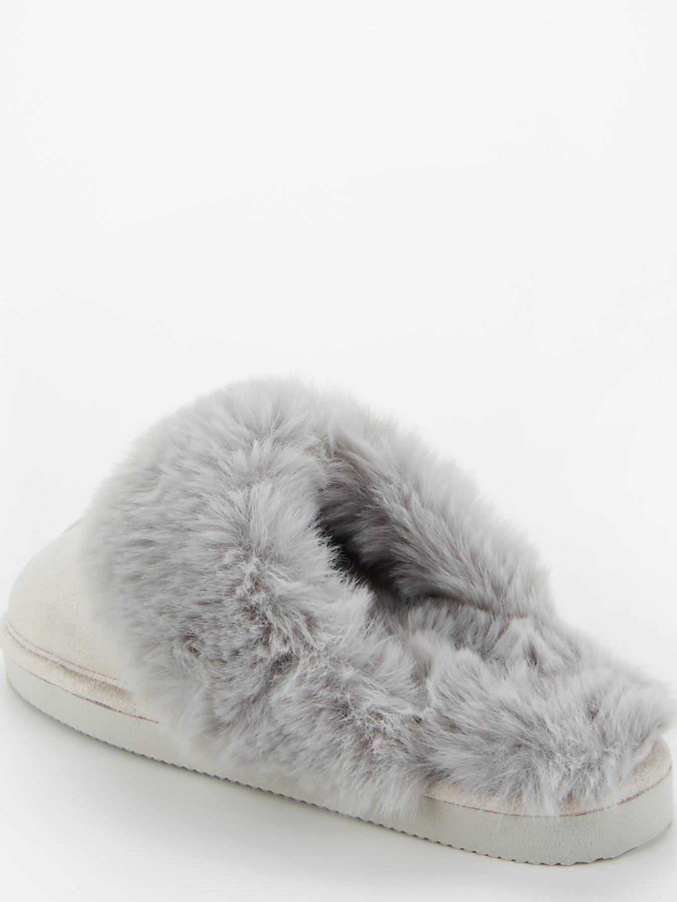 Everyday Faux Fur Lined Mule Slipper - Grey | littlewoods.com