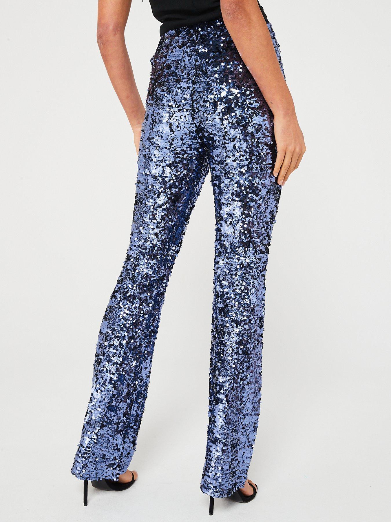 Blue best sale sequin trousers