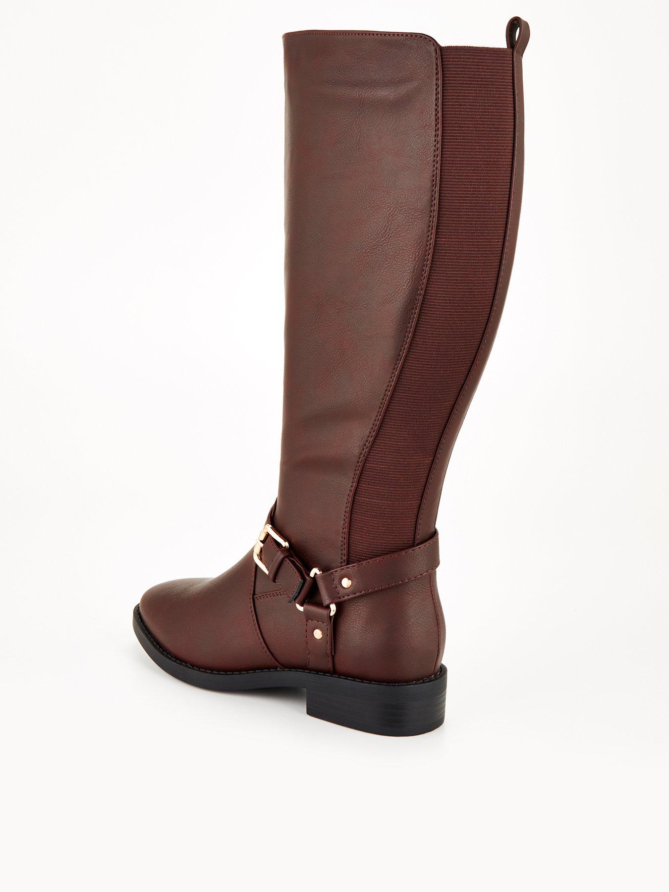 Wide calf boots with elastic sales back