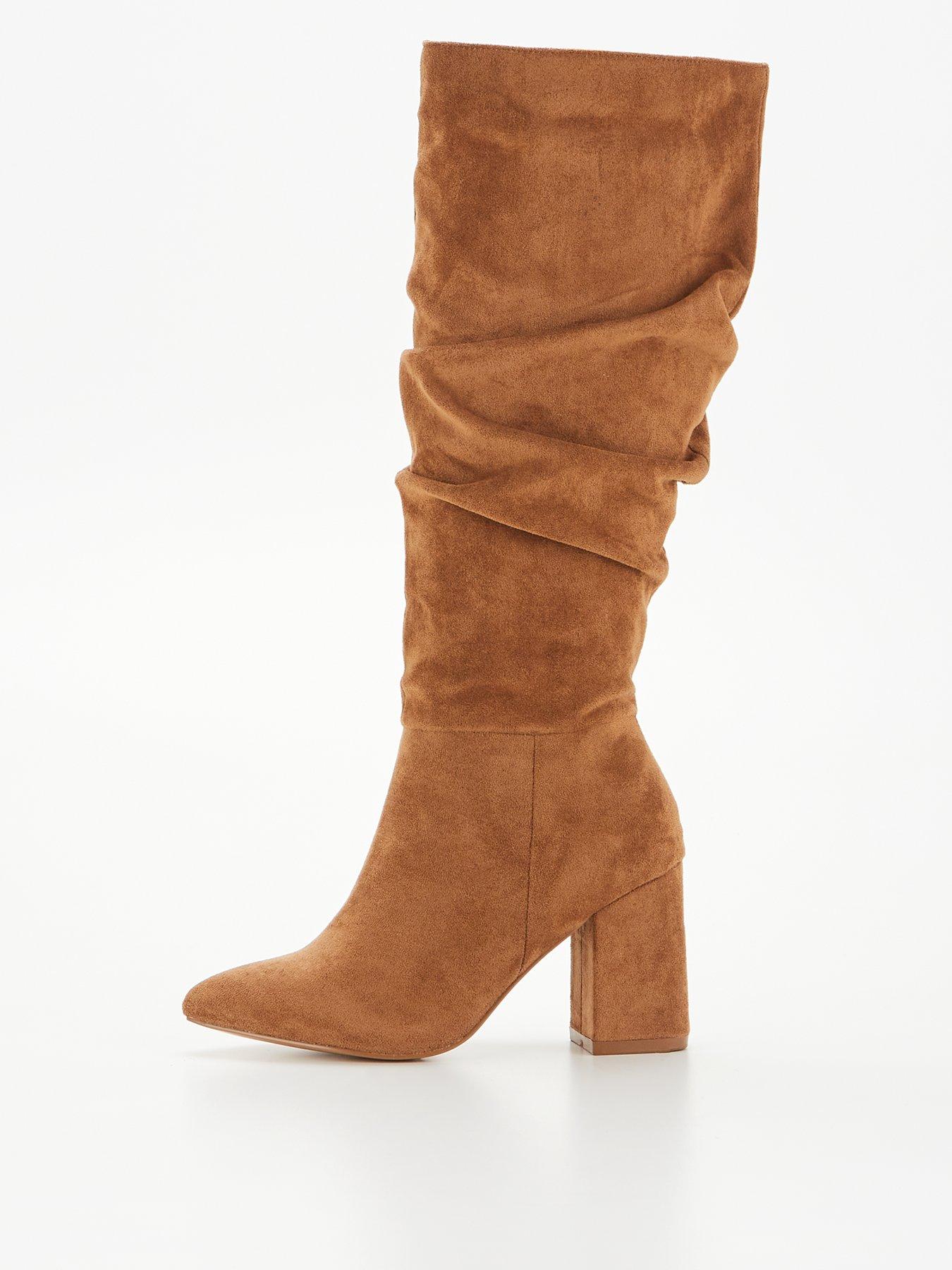 Standard Fit Knee High Slouch Boot With Wider Fitting Calf Brown