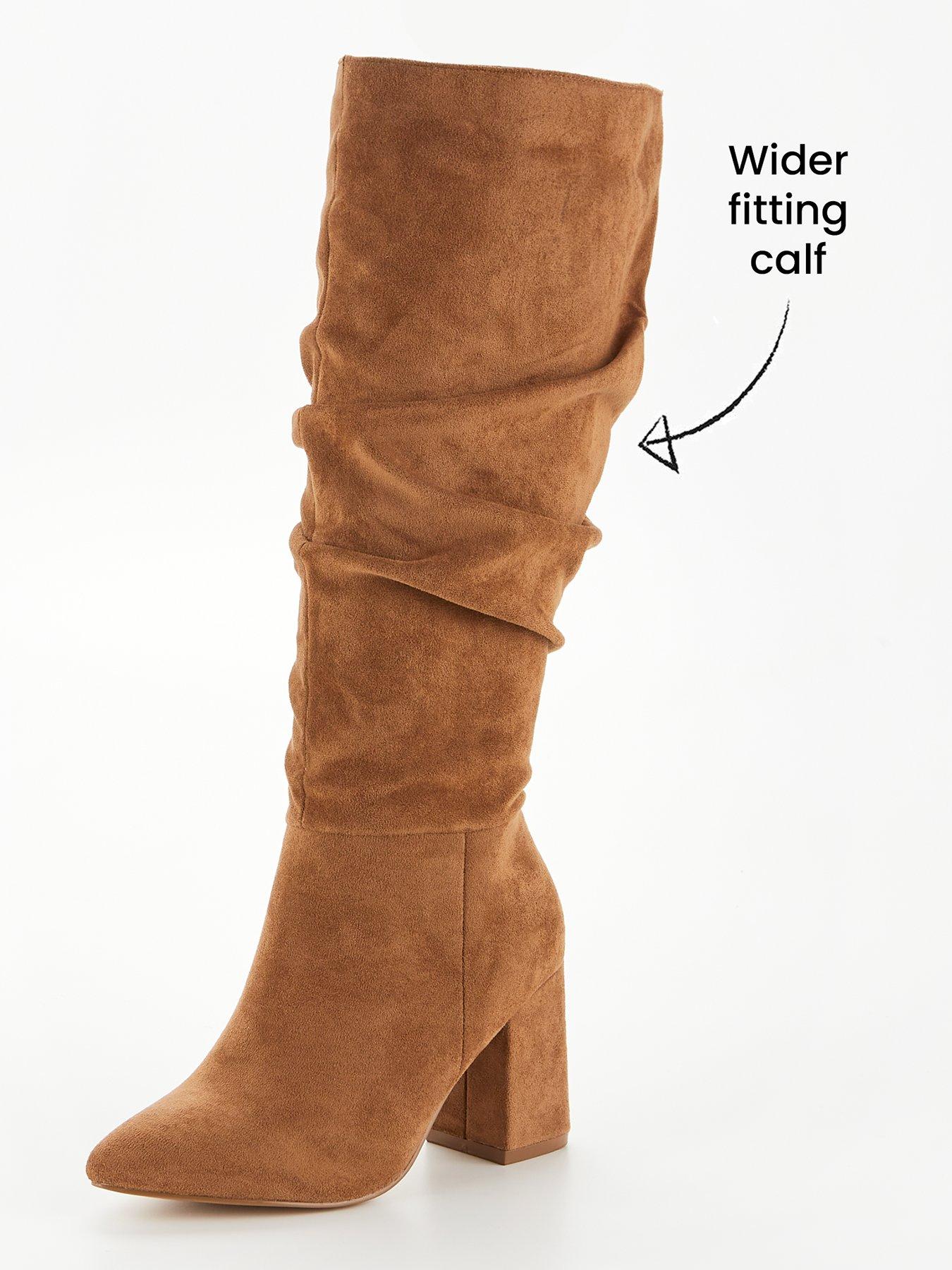 Wide fit tan on sale knee high boots