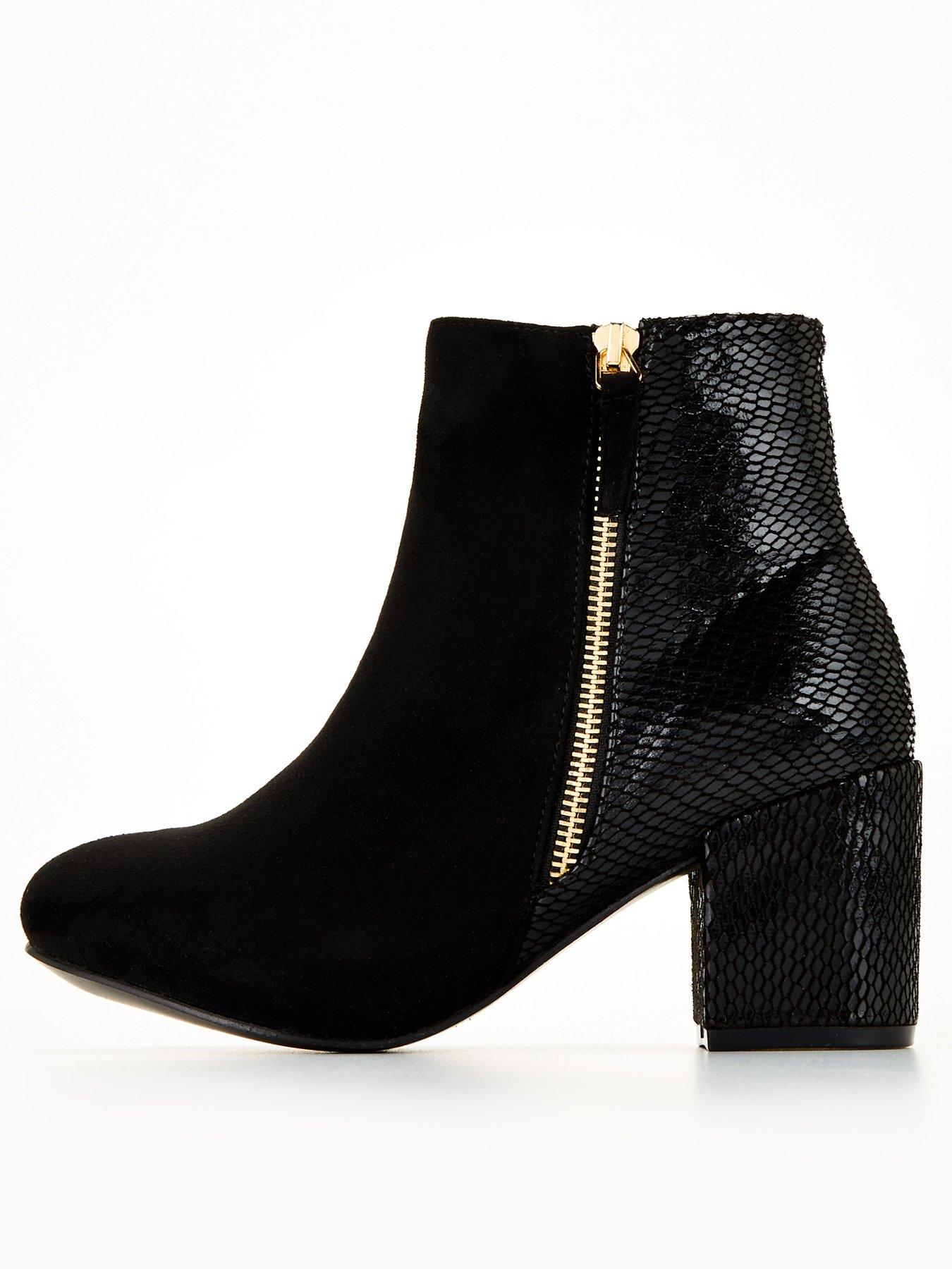 Everyday Extra Wide Fit Block Heel Ankle Boot Black