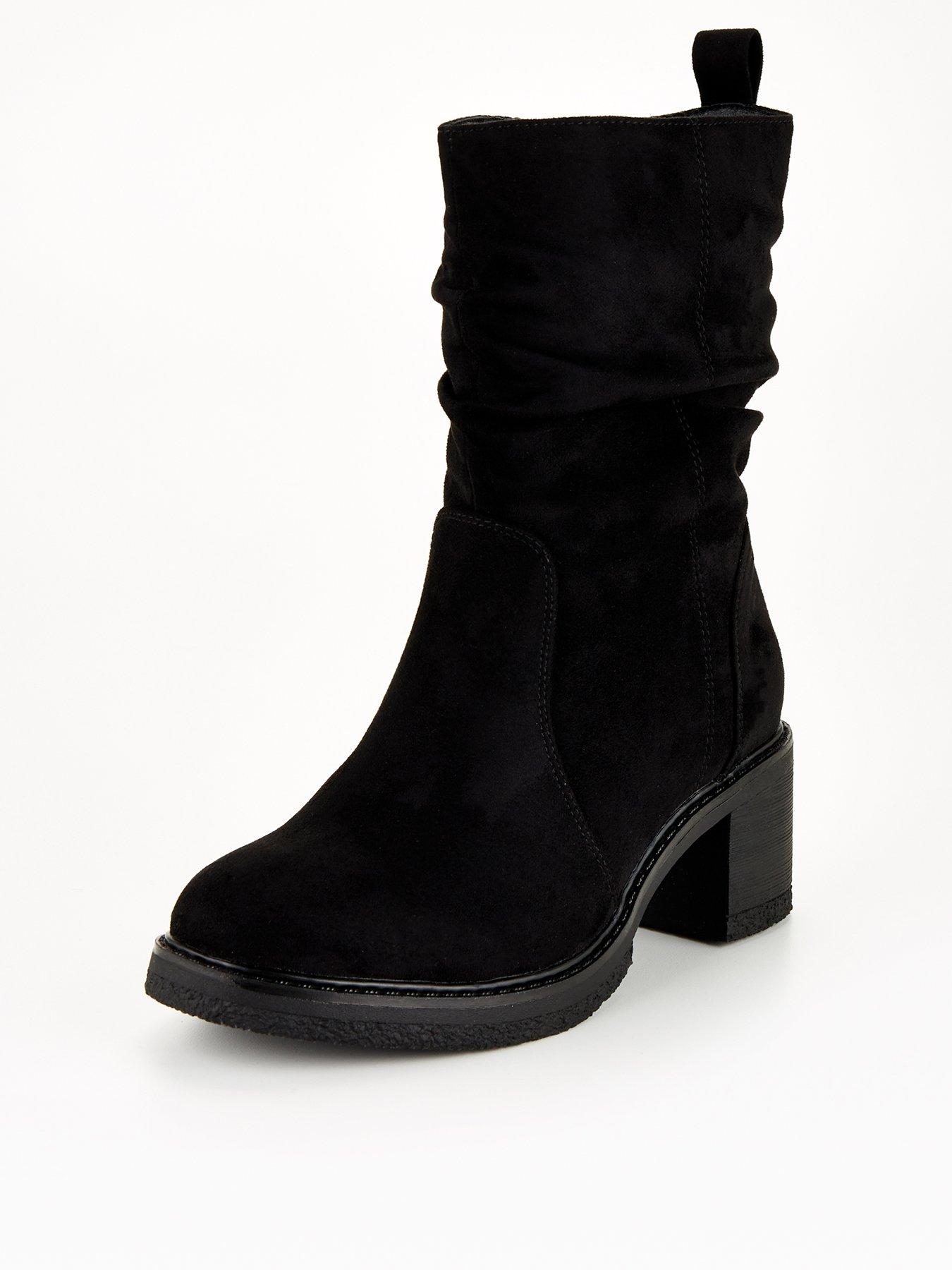 Image 4 of 7 of V by Very Extra Wide Slouch Calf Boot With Bock Heel - Black
