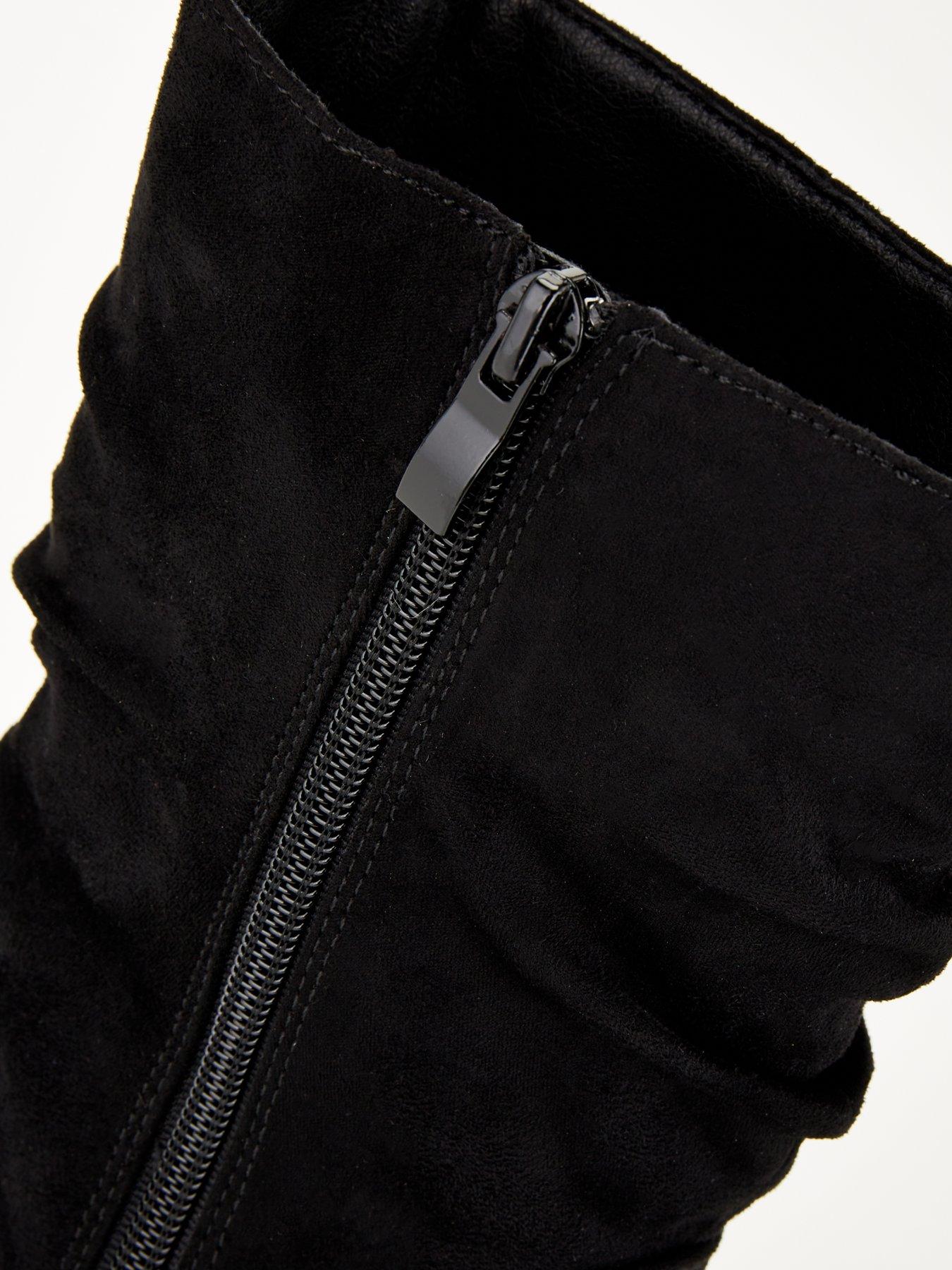 Image 7 of 7 of V by Very Extra Wide Slouch Calf Boot With Bock Heel - Black