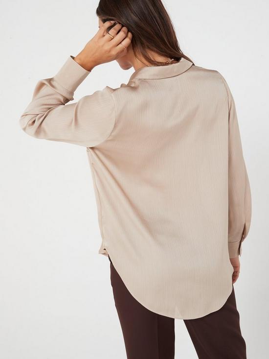 stillFront image of v-by-very-long-sleeve-satin-shirt-neutral