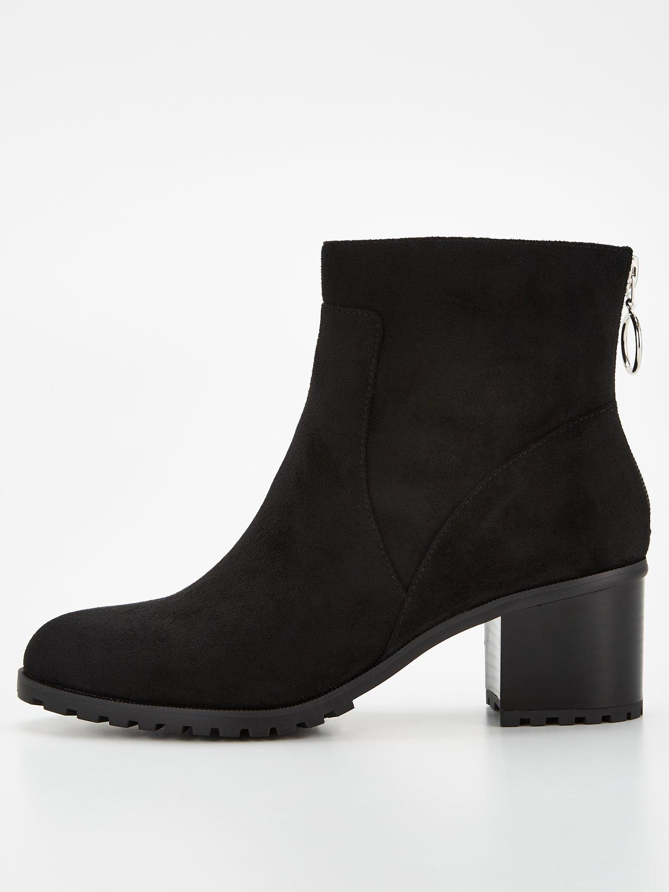 Everyday CASUAL BLOCK HEEL ANKLE BOOT WITH BACK ZIP Black littlewoods