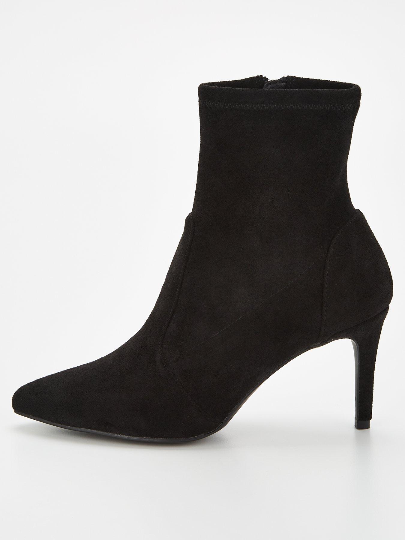 undefined Wide Fit Point Heeled Sock Boot - Black