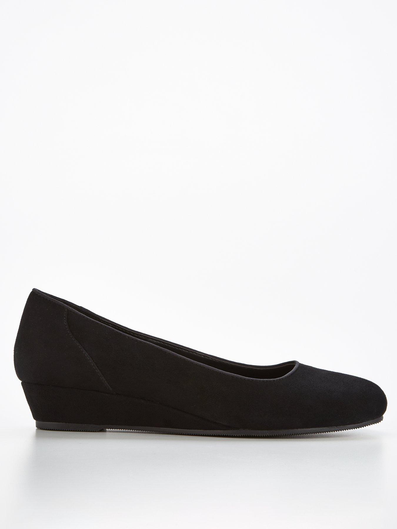 Black leather wedge outlet court shoes