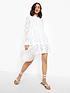  image of boohoo-broderie-tiered-shirt-dress-white