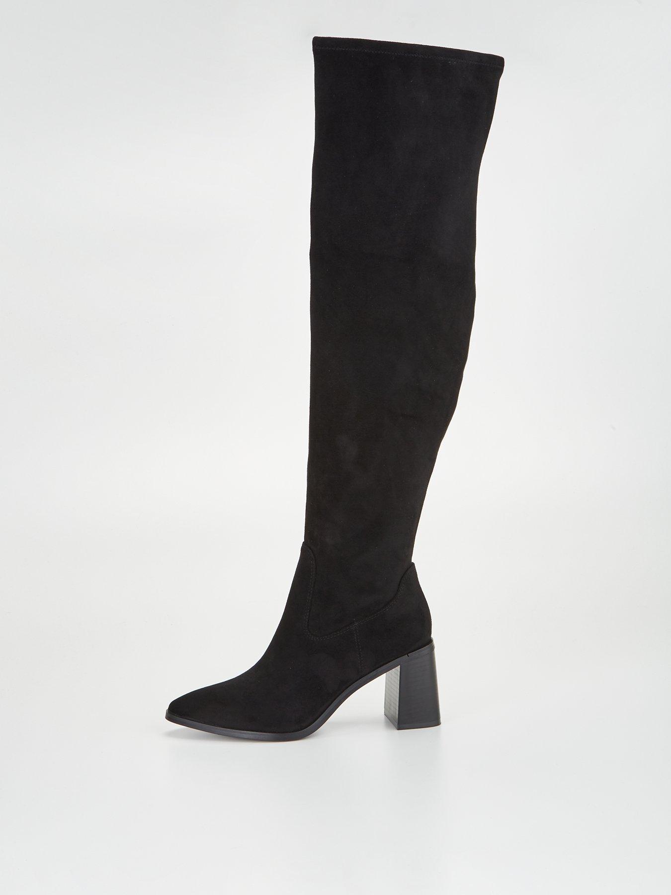 Flat over the outlet knee boots wide fit