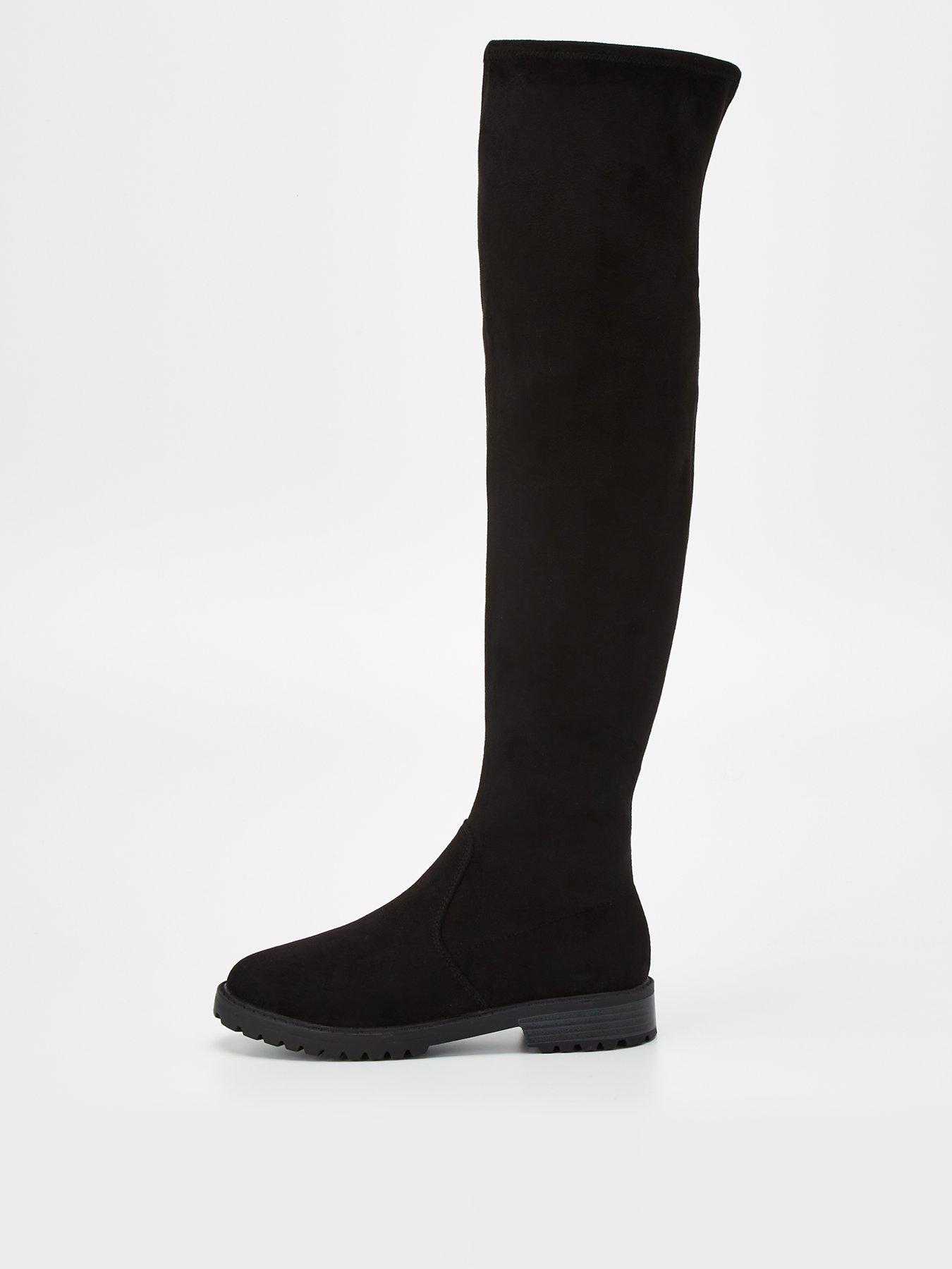 undefined Over The Knee Stretch Back Boot - Black