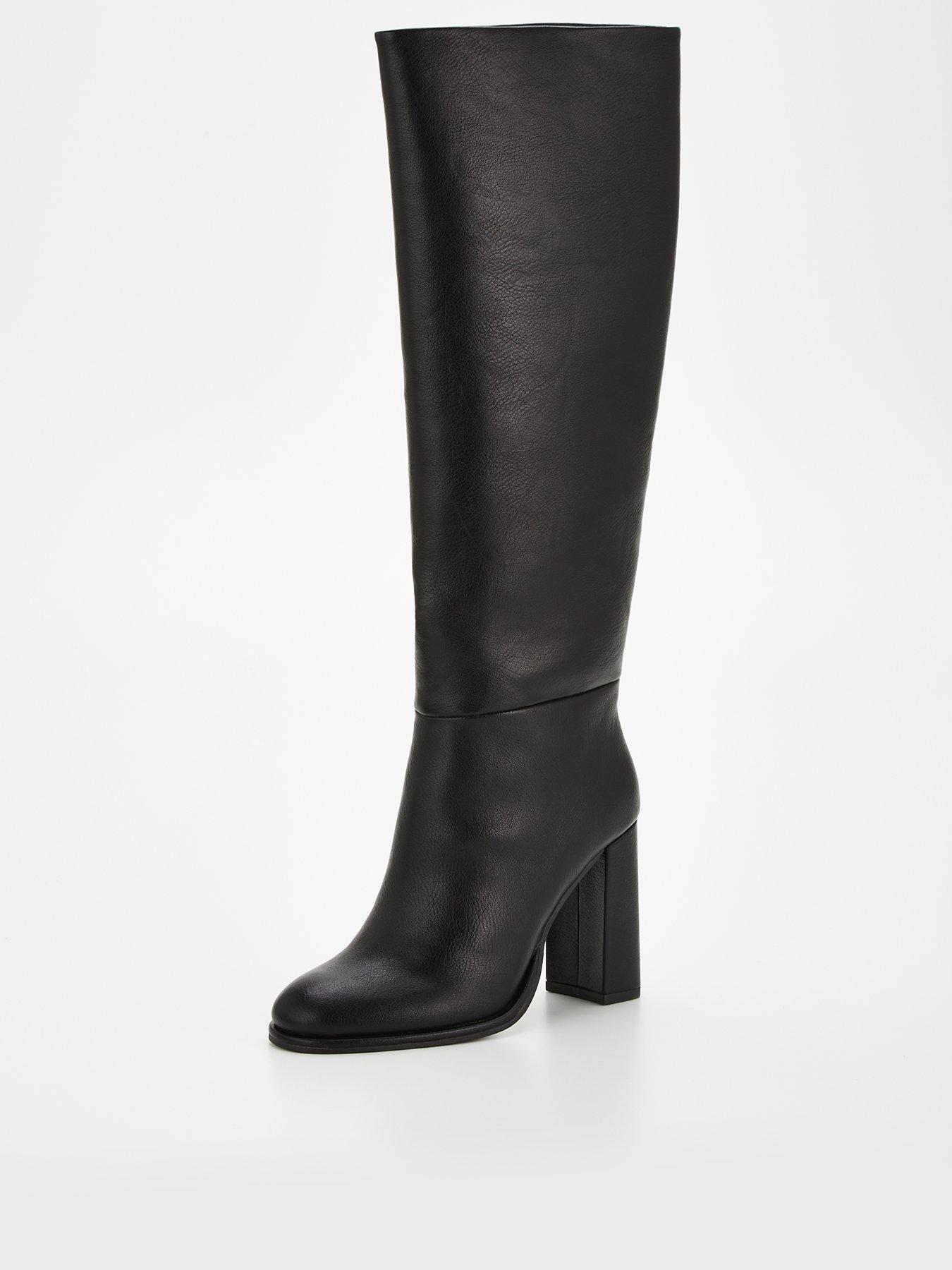 V by Very Block Heel Straight Leg Knee Boot Black littlewoods