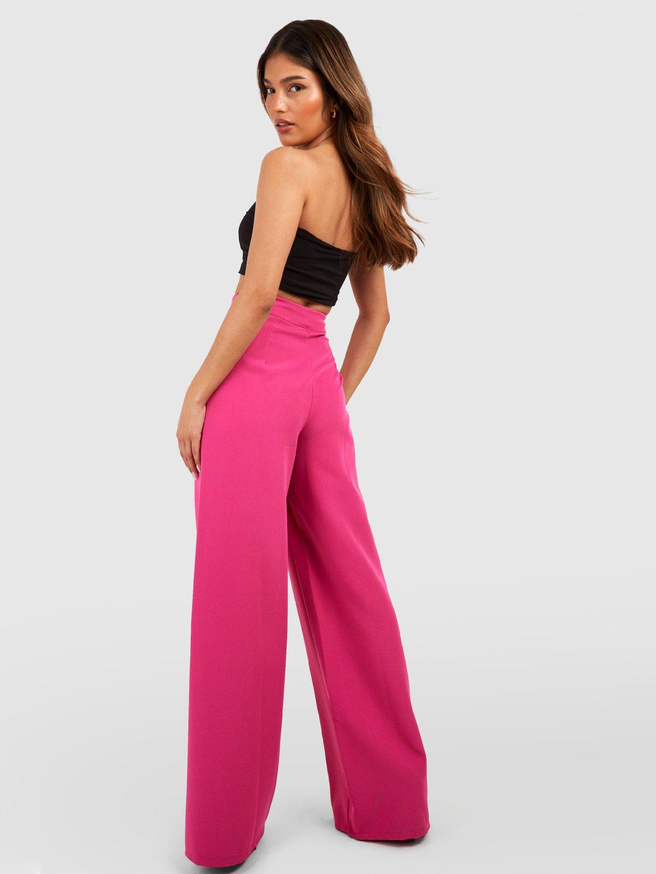 Hot pink wide leg trousers sale