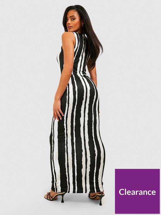 stillFront image of boohoo-stripe-sleeveless-maxi-dress-black