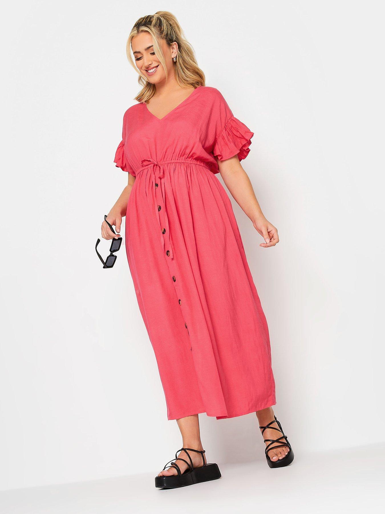 Yours Boho Maxi Dress Hot Coral littlewoods