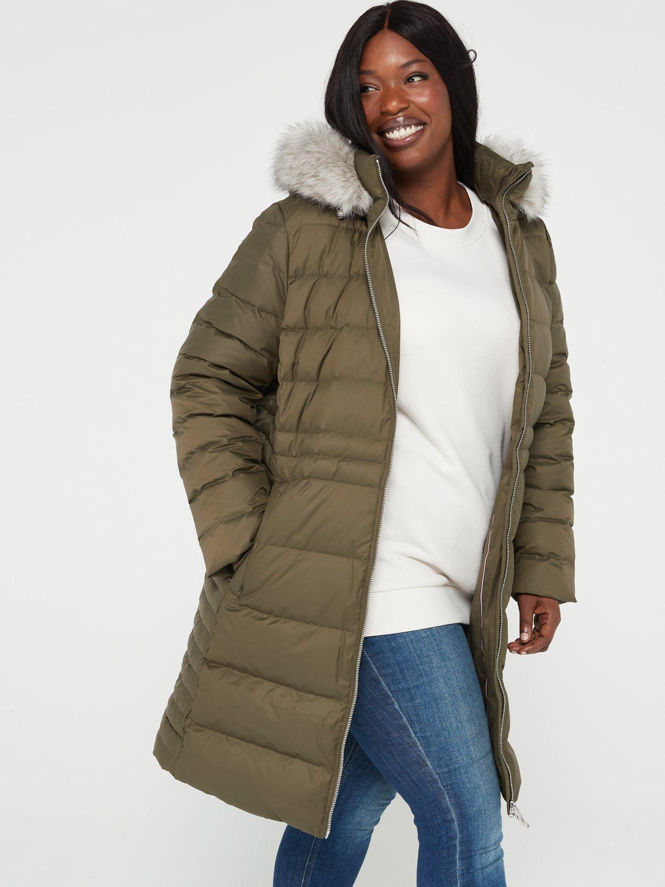 Tommy Hilfiger Curve Tyra Down Faux Fur Hooded Jacket - Green ...