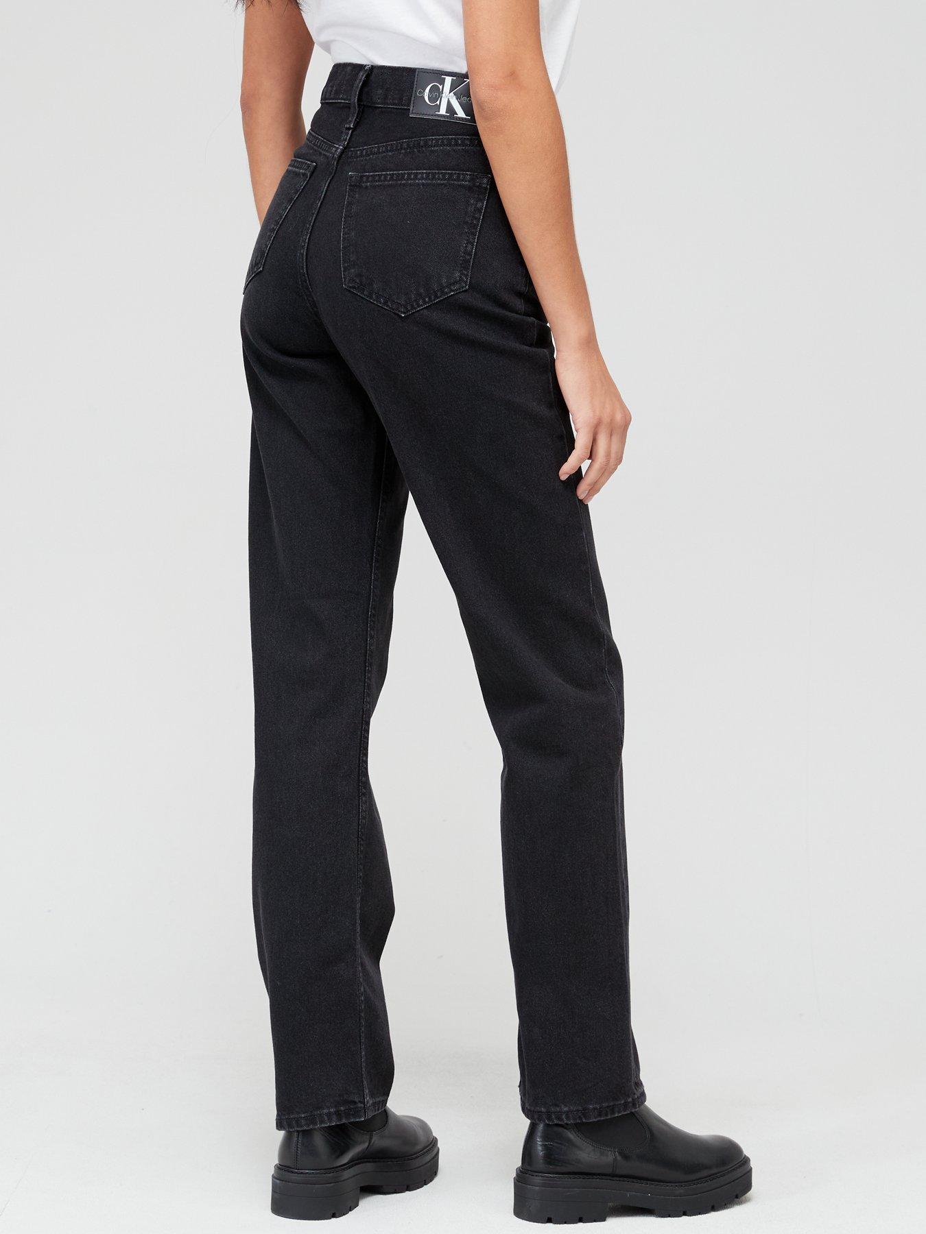 Calvin Klein Jeans High Rise Straight Leg Jeans - Black