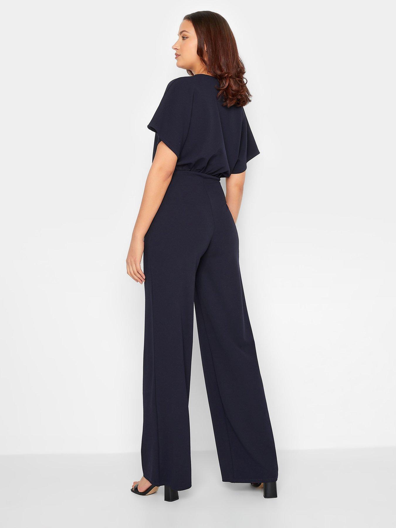 Short Sleeve Wide Leg Jumpsuit Navy