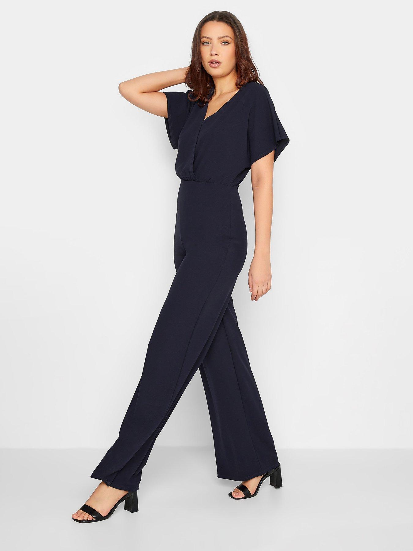 Long Tall Sally Short Sleeve Wide Leg Jumpsuit Navy littlewoods