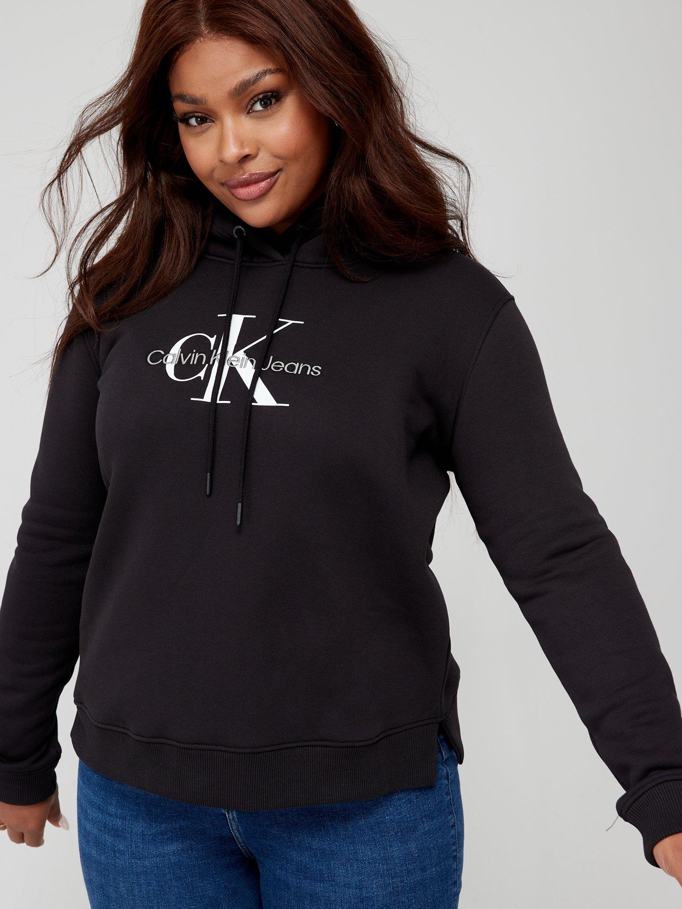 CALVIN KLEIN JEANS - Women's crop monogram hoodie - Size 