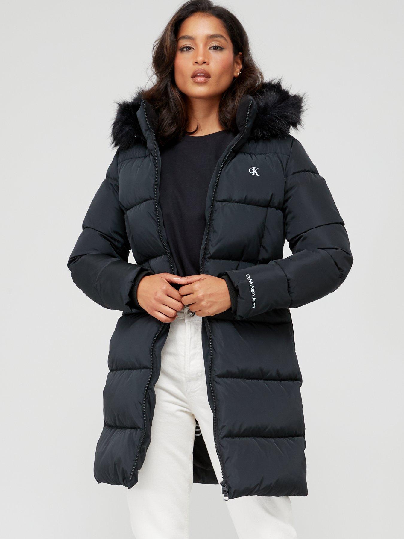 Calvin klein clearance coat with fur