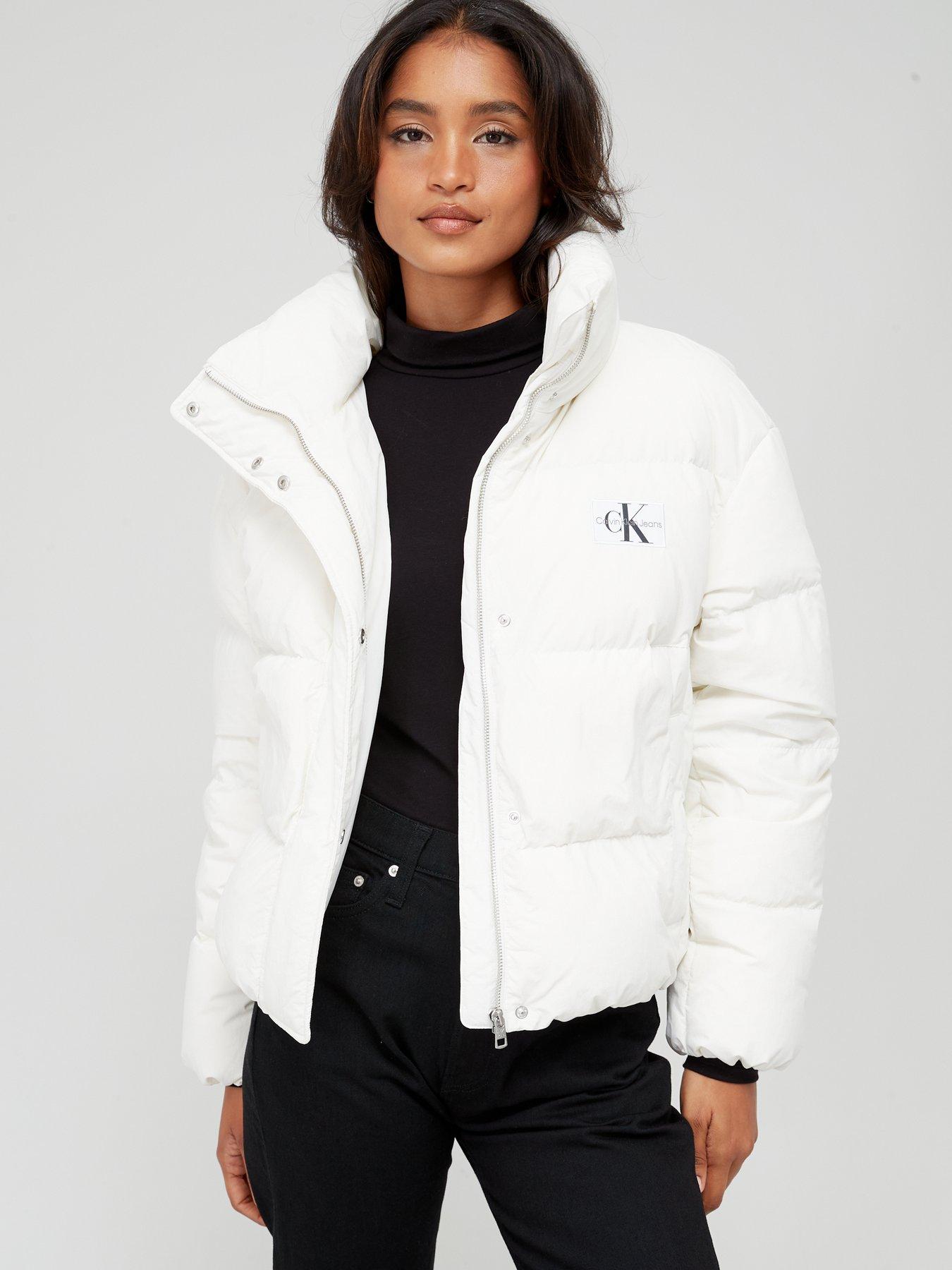 Calvin Klein White discount Puffer Coat Size Small