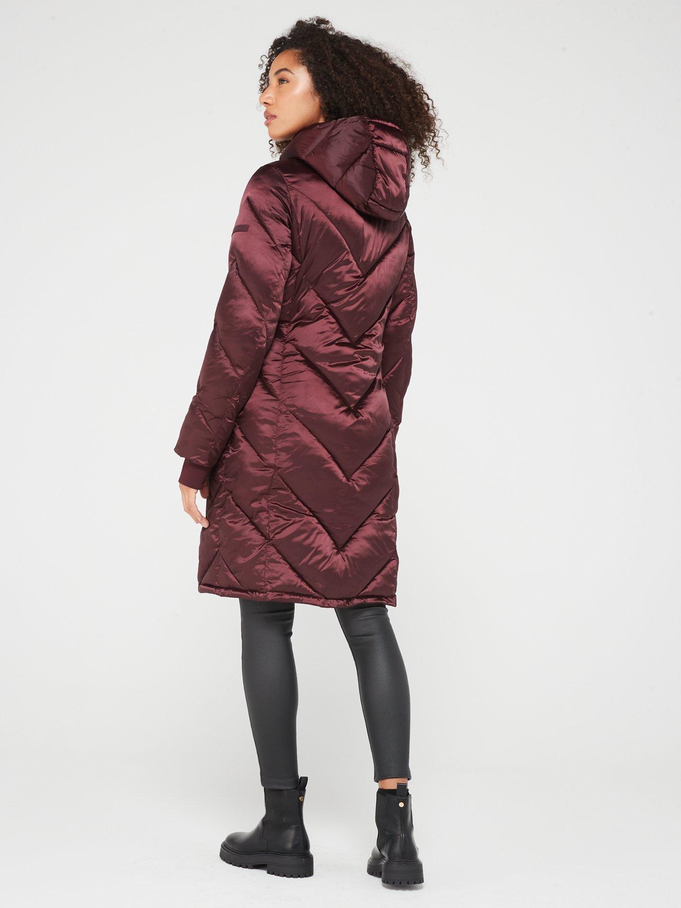 Calvin Klein Padded Pearlescent Coat - Burgundy