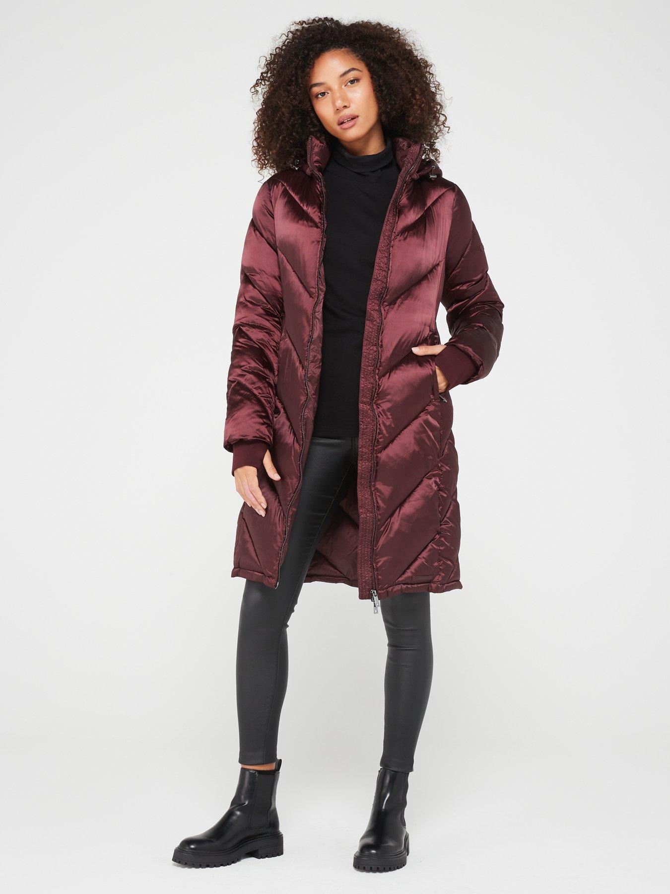 Padded Burgundy Pearlescent Coat - Calvin Klein