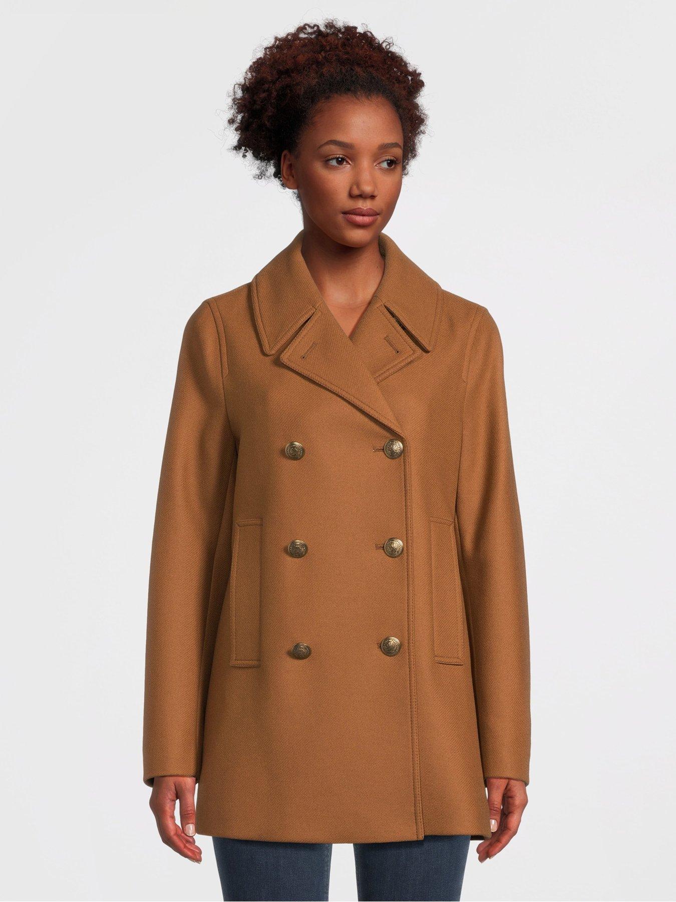Tommy Hilfiger Wool Blend Classic Peacoat Brown littlewoods