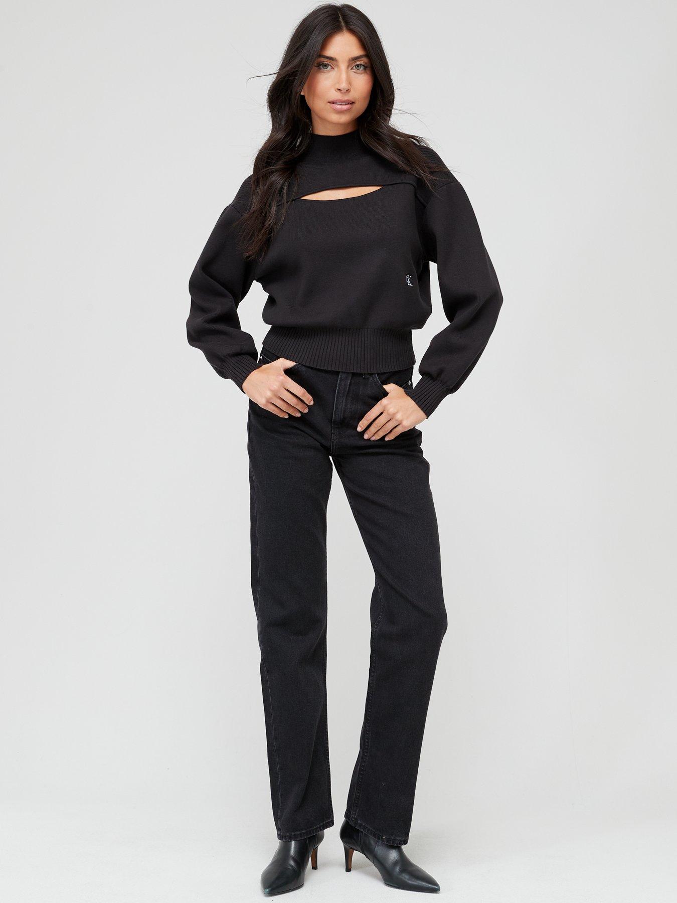 Cut Out Loose Jumper - Black