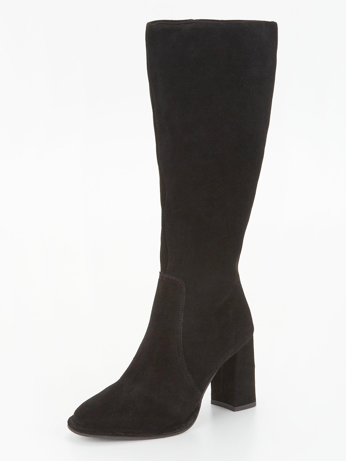 Black block heel suede hot sale boots