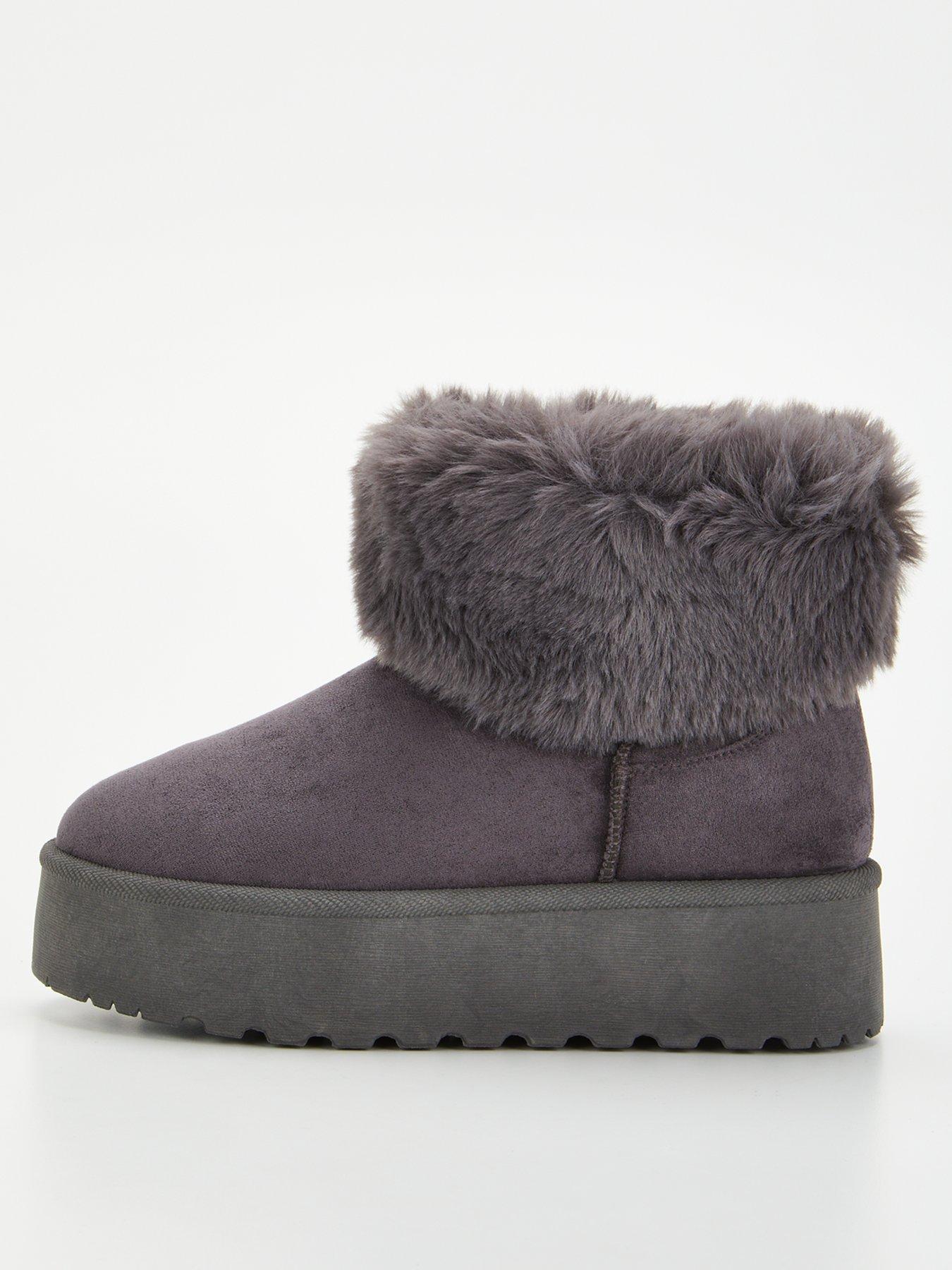 Ankle boots outlet with fur collar