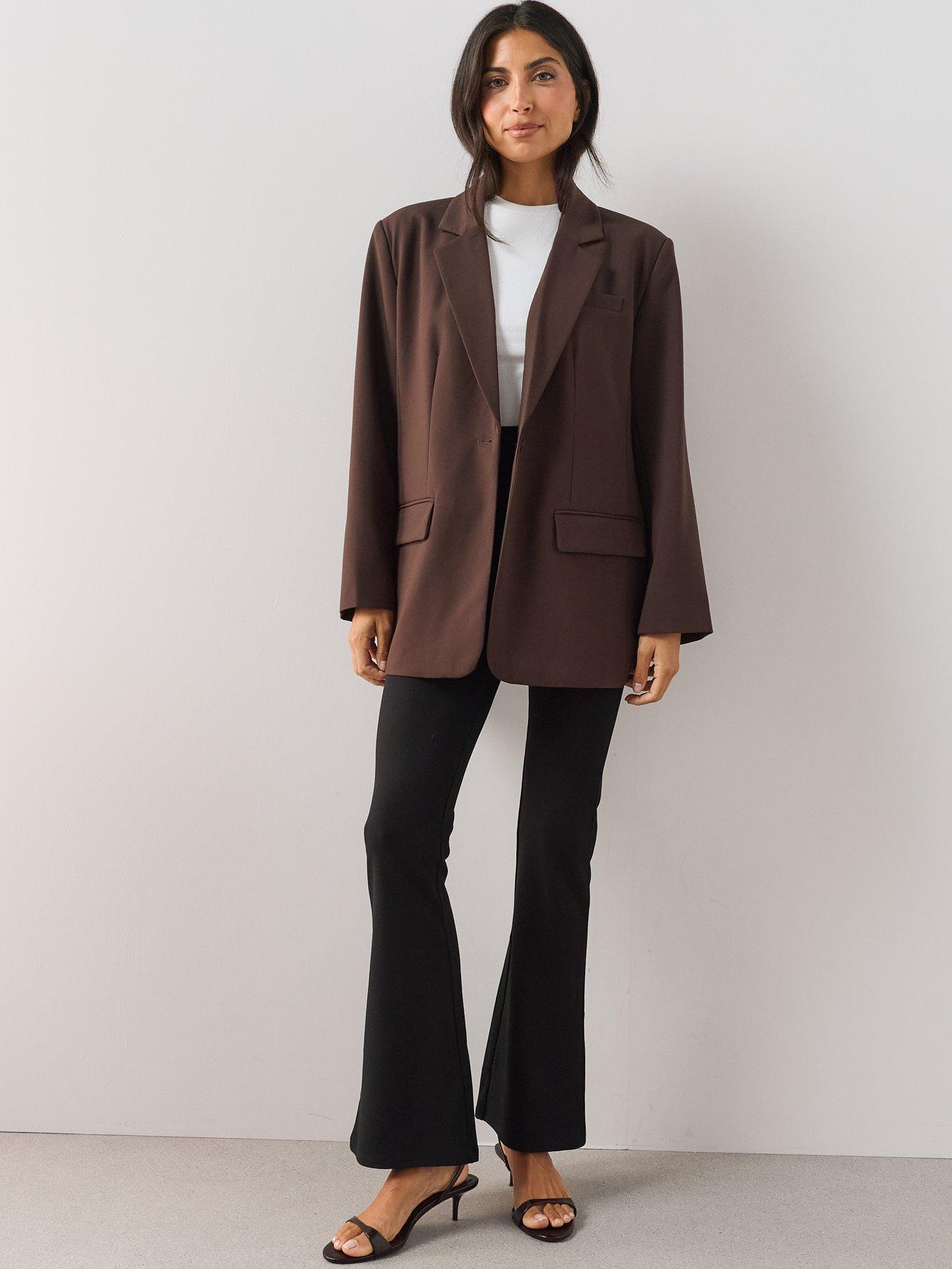 Image 3 of 7 of The Very Collection Womens High Waisted Kick Flare Jersey Trousers - Black