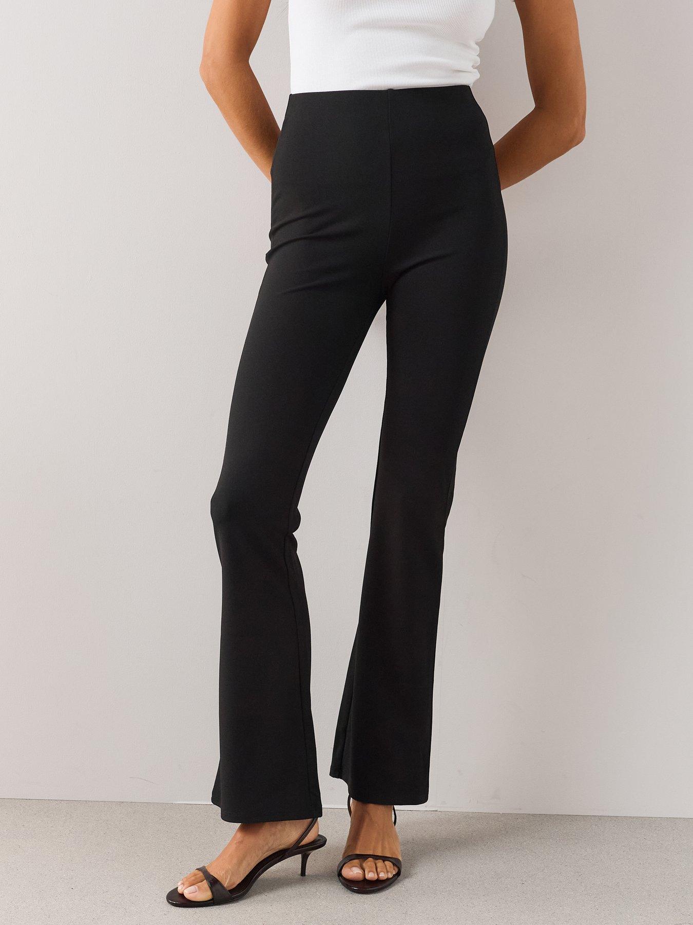 Image 4 of 7 of The Very Collection Womens High Waisted Kick Flare Jersey Trousers - Black