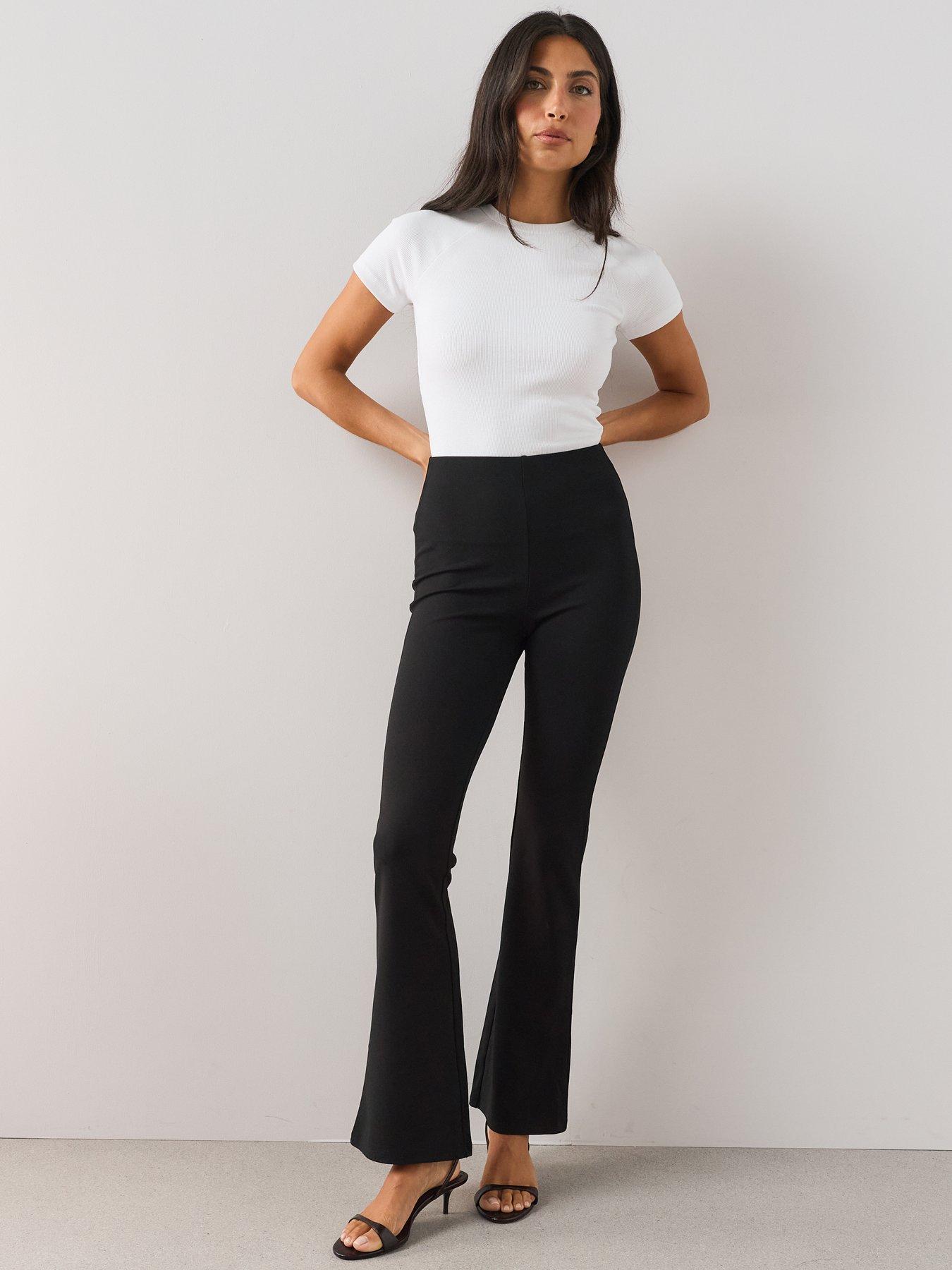 Image 6 of 7 of The Very Collection Womens High Waisted Kick Flare Jersey Trousers - Black
